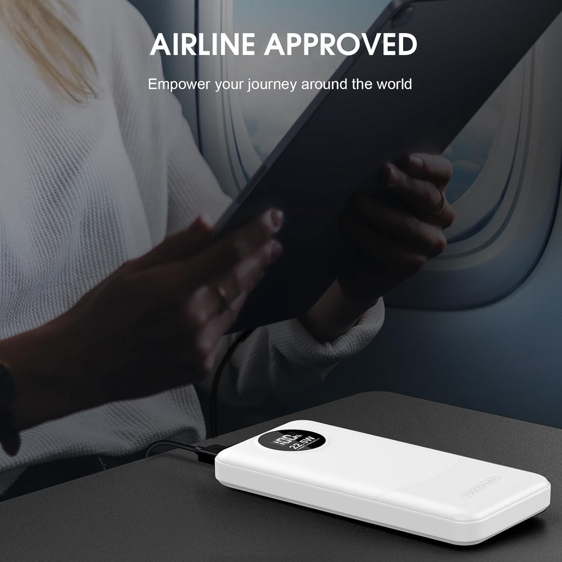 Dbasne Portable Charger, 22.5W Slim Power Bank 10000mAh USB C in & Out, PD QC4.0 LED Display Battery Pack, Power Bank Fast Charging Compatible with iPhone 16 15 14 13 Pro Max iPad Google etc White